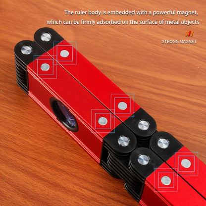 Folding Level, 5 Sections Foldable Measuring Tool for Various Corners Stairs, Accurate Multi-Angle Measurement Magnetic Aluminum Alloy Portable Level (28inch)