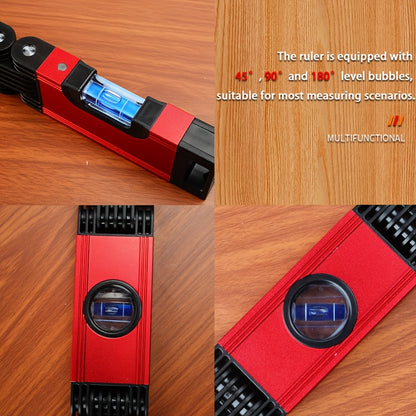Folding Level, 5 Sections Foldable Measuring Tool for Various Corners Stairs, Accurate Multi-Angle Measurement Magnetic Aluminum Alloy Portable Level (28inch)