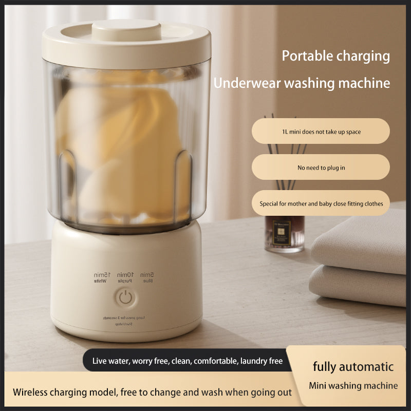 Underwear Washing Machine, Upgrade 1.6L Mini Portable Washing Machine Rechargeable Underwear Washer Deep Cleans Small Clothes for Apartment, Dorm, RV, Travel & Use (White)
