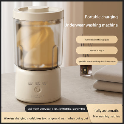 Underwear Washing Machine, Upgrade 1.6L Mini Portable Washing Machine Rechargeable Underwear Washer Deep Cleans Small Clothes for Apartment, Dorm, RV, Travel & Use (White)