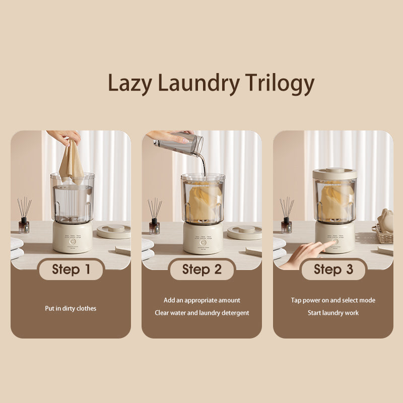 Underwear Washing Machine, Upgrade 1.6L Mini Portable Washing Machine Rechargeable Underwear Washer Deep Cleans Small Clothes for Apartment, Dorm, RV, Travel & Use (White)
