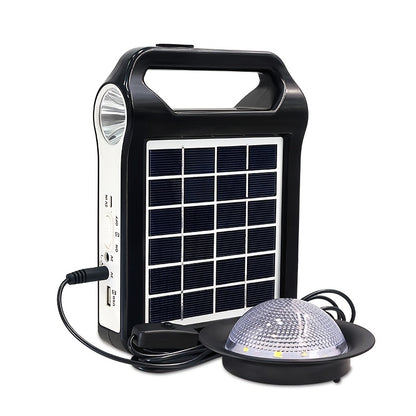 Portable Solar Power Bank Power Station, Mini Solar Lighting System With Replaceable Lithium Battery, USB Output For Charging Cellphone, Built-in Torch Light, Optional UFO LED Bulb For Household Outdoor Camping Power Failure Emergency Supply