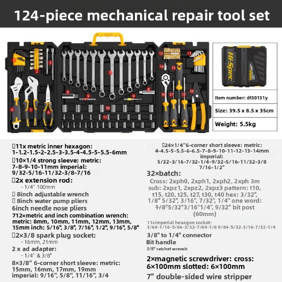 124pcs Socket Wrench Toolkit NZ Stock Clearance
