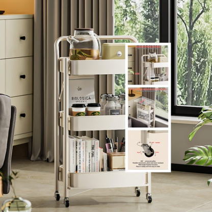 Free Shipping 3 Tier Rolling Cart No Assembly Required Mobile Storage Rack