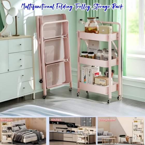 Free Shipping 3 Tier Rolling Cart No Assembly Required Mobile Storage Rack