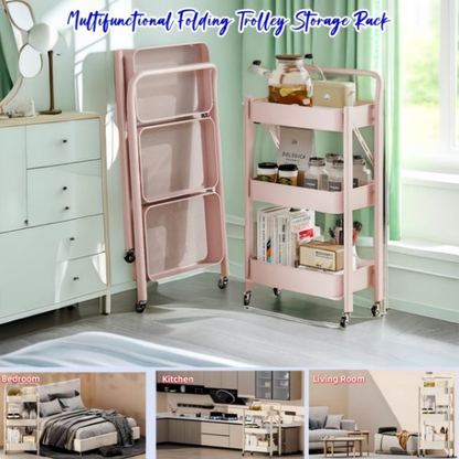 Free Shipping 3 Tier Rolling Cart No Assembly Required Mobile Storage Rack