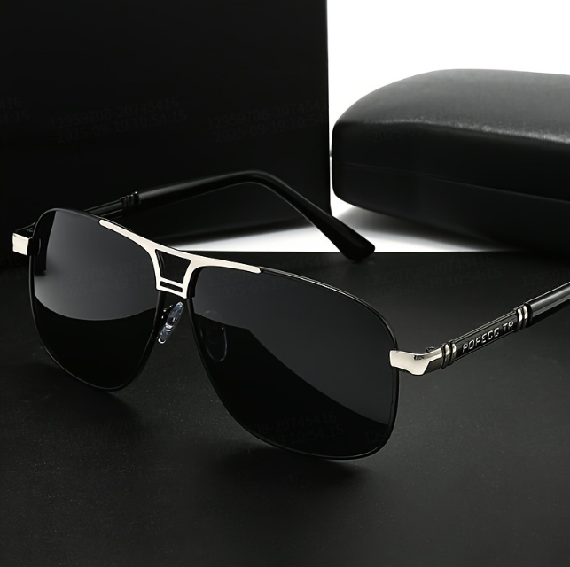 Double Bridge Polarized Sunglasses, Metal Frame UV400 Protection Pilot Sunglasses, Anti-Glare Driving Fishing Outdoor Sports Sun Glasses