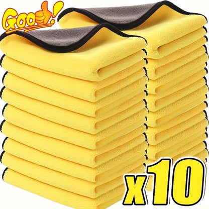 10/20 Pack Cleaning Towels, Premium Microfiber Coral velvet Washing and Detailing Towels for Car Detailing Household Cleaning Ultra-Soft Super Absorbent, Lint Streak-Free 11.8"x11.8” Cleaning Cloth (Yellow/Grey)