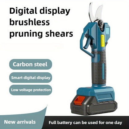 Electric Pruning Shears,1.1" Cutting Diameter Cordless Power Pruner with LCD Display, Brushless Motor Pruning Shears with 2000mAh*1 Rechargeable Batteries for Garden Tree Pruner Branch