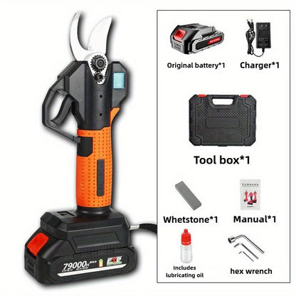 Electric Pruning Shears,1.1" Cutting Diameter Cordless Power Pruner with LCD Display, Brushless Motor Pruning Shears with 2000mAh*1 Rechargeable Batteries for Garden Tree Pruner Branch