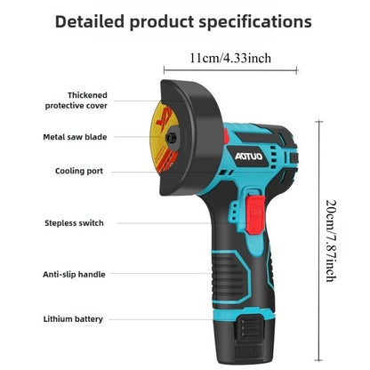 Cordless Brush Angle Grinder Kit, Mini Electric Angle Grinding Tool with 2pcs Batteries and 2pcs Discs,Grinder Handheld Cutter for Metal Wood