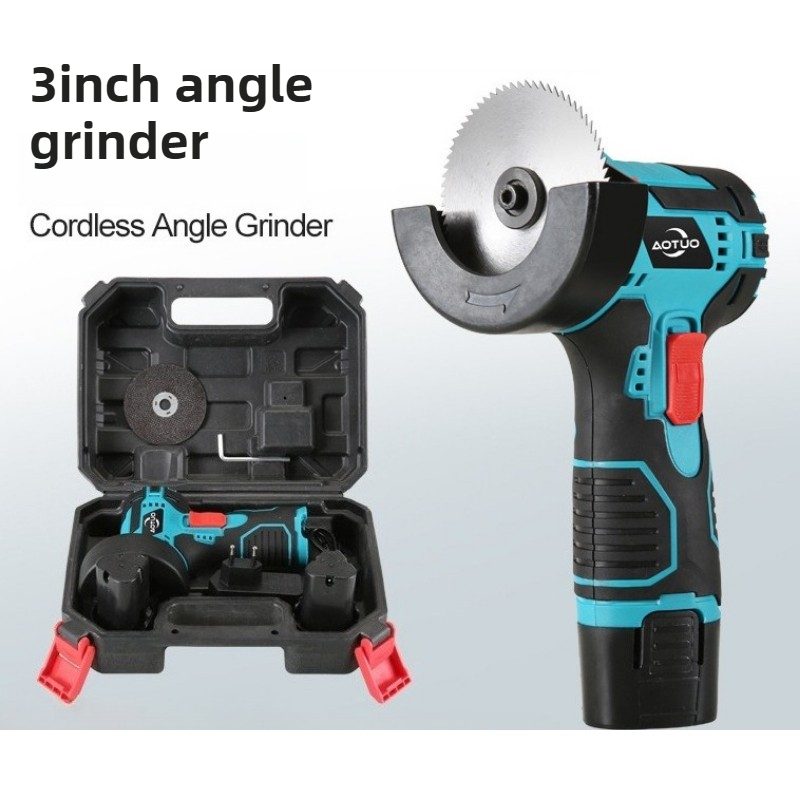Cordless Brush Angle Grinder Kit, Mini Electric Angle Grinding Tool with 2pcs Batteries and 2pcs Discs,Grinder Handheld Cutter for Metal Wood