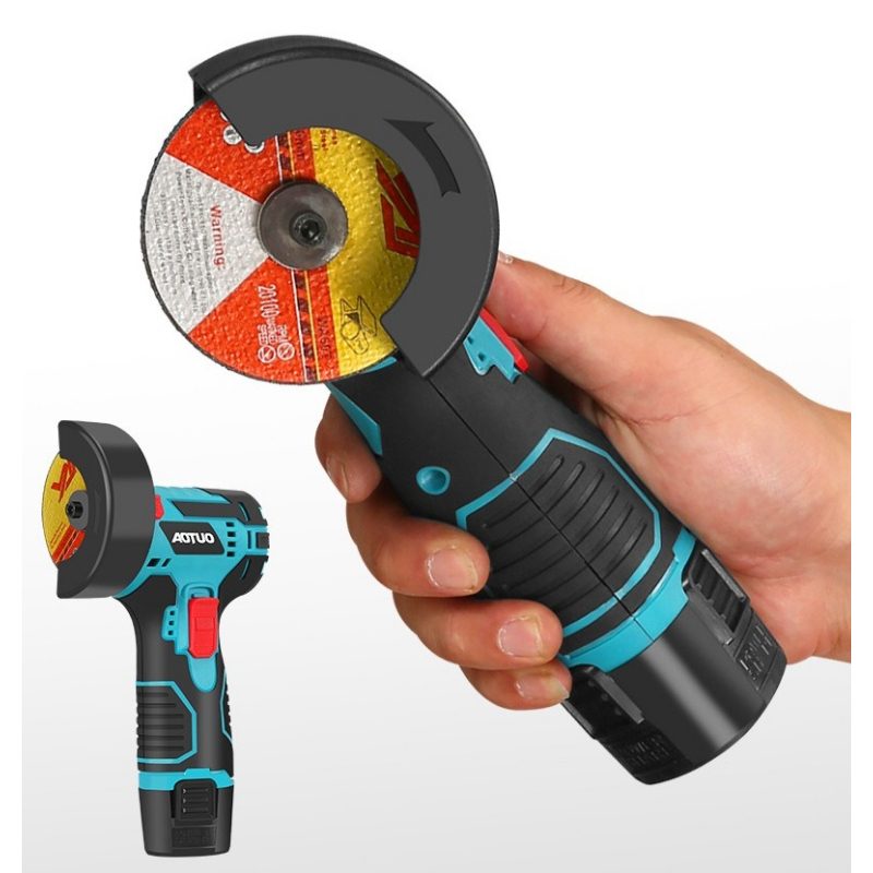 Cordless Brush Angle Grinder Kit, Mini Electric Angle Grinding Tool with 2pcs Batteries and 2pcs Discs,Grinder Handheld Cutter for Metal Wood