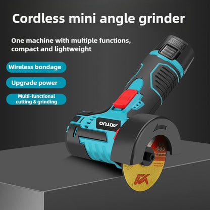 Cordless Brush Angle Grinder Kit, Mini Electric Angle Grinding Tool with 2pcs Batteries and 2pcs Discs,Grinder Handheld Cutter for Metal Wood