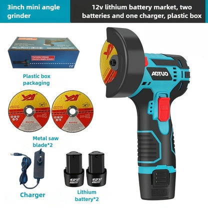 Cordless Brush Angle Grinder Kit, Mini Electric Angle Grinding Tool with 2pcs Batteries and 2pcs Discs,Grinder Handheld Cutter for Metal Wood
