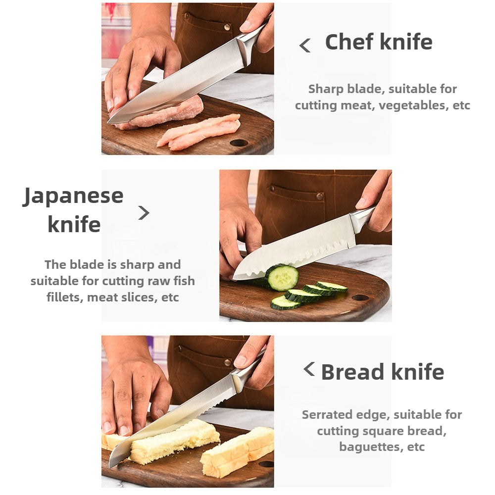 5-Piece Stainless Steel Kitchen Knife Set | Professional Chef and Home Utility Knives - Fruit Knife, Japanese Knife, Bread Knife, Multipurpose & Chef Knife | Ideal Gift Choice for Home Chefs and Culinary Professionals, Christmas gift