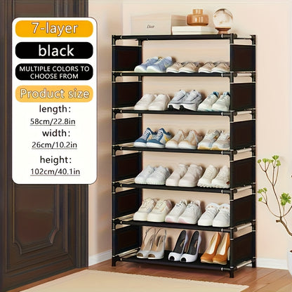 5-tier/7-tier large shoe rack; stackable and expandable; multi-tier shoe rack; can hold various types of shoes; suitable for various room types.