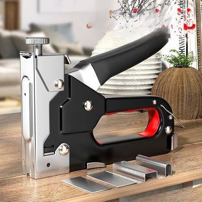 Adjustable Staple Gun,Manual Nailer with 800 Counts Staples,Upholstery Stapler Nail Gun for Fixing Material,Decoration,Carpentry,Furniture,Doors and Windows