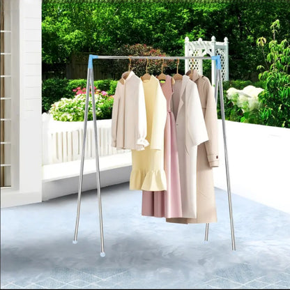 1pcs Multifunctional Portable Retractable Clothes Hanger, 34-78cm Adjustable Crossbar, 35-140cm Height Adjustable Folding Metal Clothesline Rack for Home, Laundry, Camping & Travel, Random Color