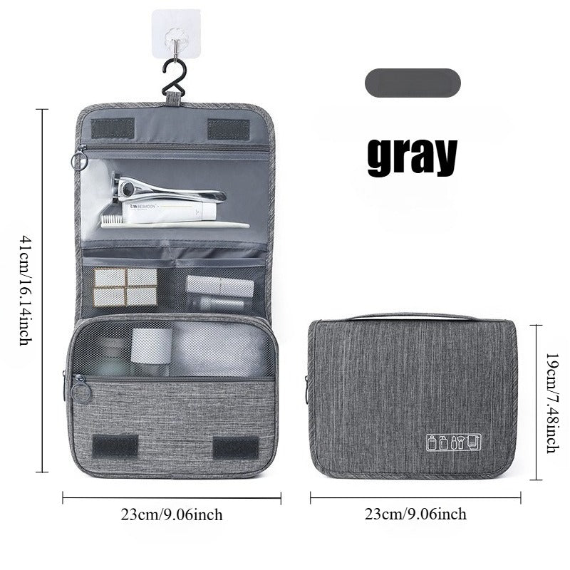 Large Capacity  Travel Bag with Hanging Hook for Waterproof Travel Cosmetic Bag Bathroom Storage Bag for Brushes Set,Full-Sized Shampoo,Toiletries,Accessories-Grey