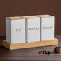 3-Piece Coffee and Snack Storage Canisters Set - Bamboo Lid & Iron Art Display Square Jars for Coffee Beans and Tea