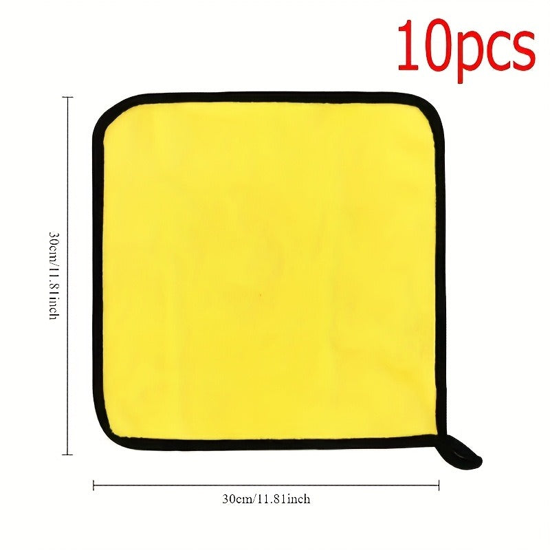 10/20 Pack Cleaning Towels, Premium Microfiber Coral velvet Washing and Detailing Towels for Car Detailing Household Cleaning Ultra-Soft Super Absorbent, Lint Streak-Free 11.8"x11.8” Cleaning Cloth (Yellow/Grey)