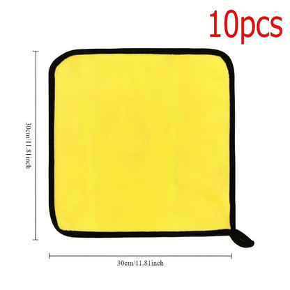 10/20 Pack Cleaning Towels, Premium Microfiber Coral velvet Washing and Detailing Towels for Car Detailing Household Cleaning Ultra-Soft Super Absorbent, Lint Streak-Free 11.8"x11.8” Cleaning Cloth (Yellow/Grey)