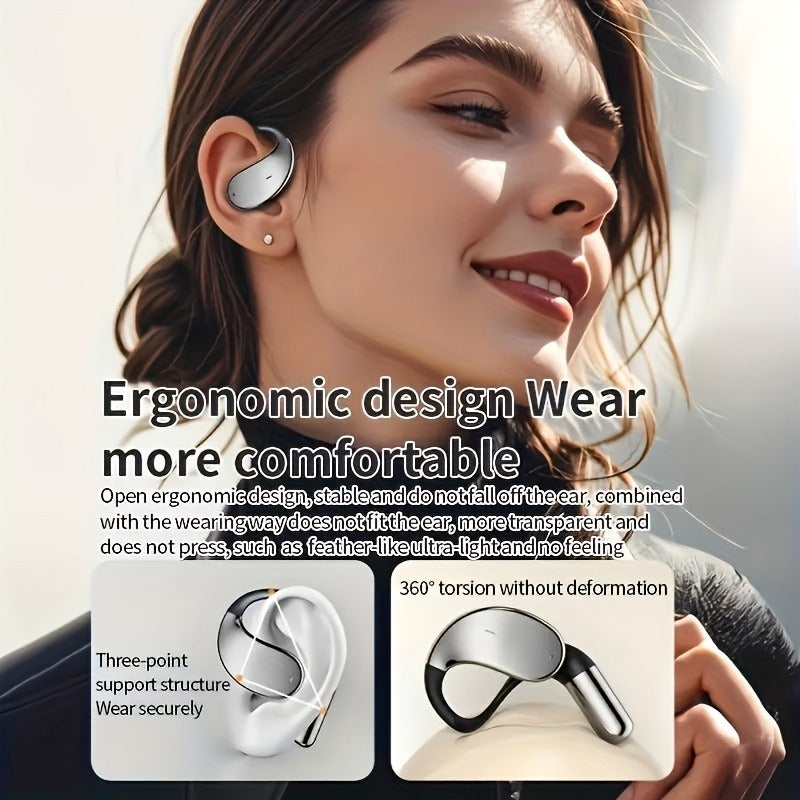 AI Translation Earbuds - Bone Conduction Wireless 6.0 Headphones with Real-Time Translation in 156 Languages, 6 Microphone Noise Cancellation, and Live Meeting Transcription