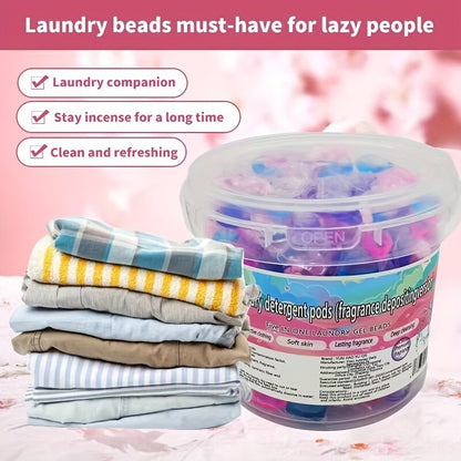 5-in-1 Laundry Powder Pods, Powerful Stain Remover, Long-Lasting Fragrance, Color Care, Concentrated Laundry Liquid, Fabric Softener Beads, Compatible with Washing Machines, Multi-Functional Detergent for Busy Families