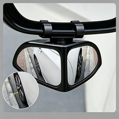2 PCS Car Blind Spot Mirrors, Dual-sided Wide Angle Rearview Auxiliary with 360 Degree Adjustment, ABS Anti-collision Housing and HD Glass Design, Snap-on and Adhesive Mounting Mirror (Black)