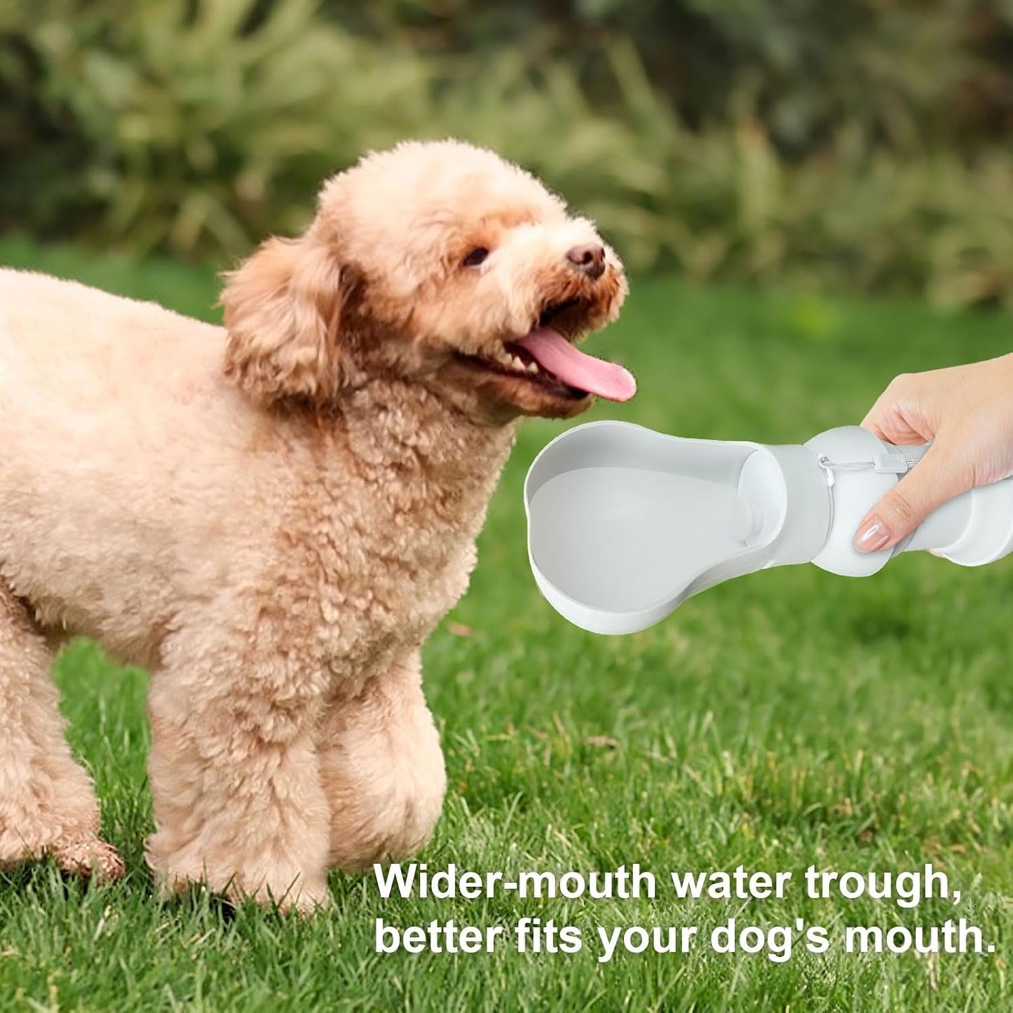Dog Water Bottle, Portable Water Bowl for Dog, Collapsible Food Grade Silicone, Travel Pet Water Bottle for Outdoor Walking, Hiking, Camping, Gray
