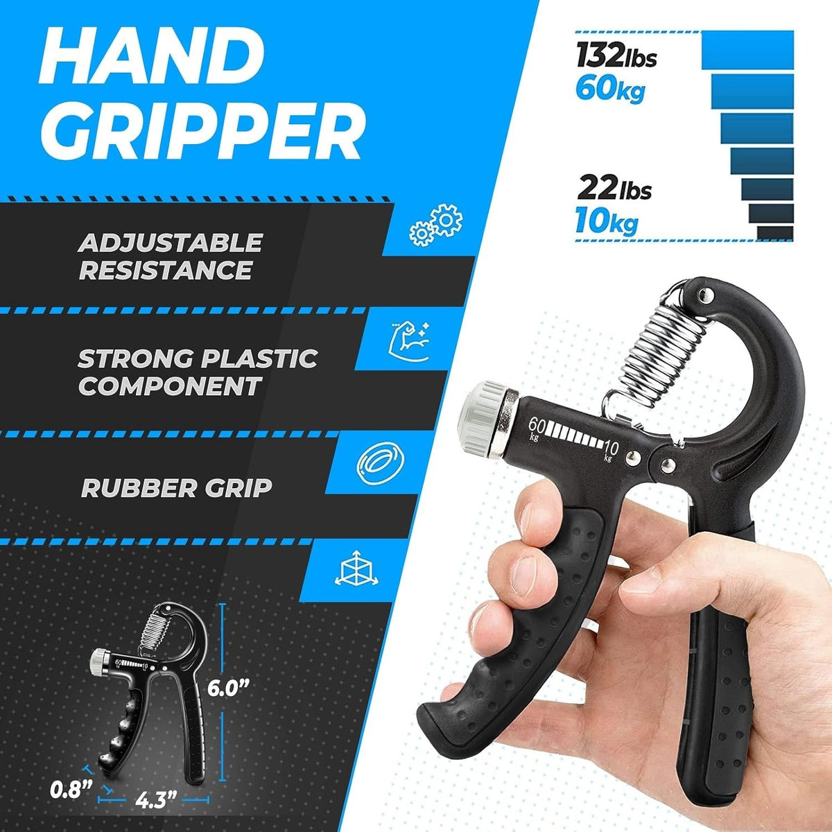 Grip Strength Trainer (5 Pack), Forearm Strengthener, Hand Strengthening Devices, Hand Exercisers for Strength, Finger Strengthener, Wrist Exerciser, Baseball Climbing Calisthenics Basketball