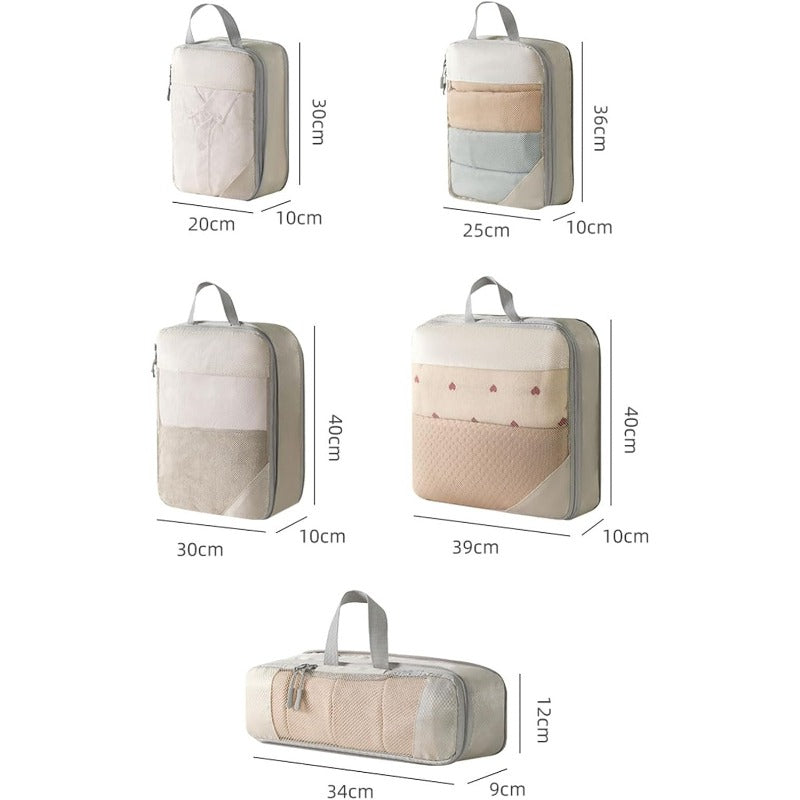 Mesh Compression Storage 5pcs Set Shoe Bag Bundle Pocket Storage Bag Set Large Capacity Storage Bag Visible Suitcase Organizer Bag Classification Bag