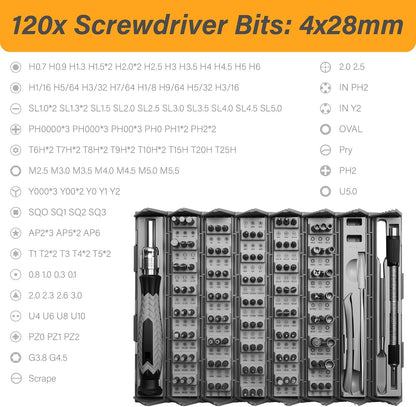 126-in-1 Precision Screwdriver Set, Professional Magnetic Mini Repair Tool Kit for Phone, Computer, Watch, Laptop,  Ring Doorbell, Eyeglass, Electronic, [Bearing Steel] Screw Driver