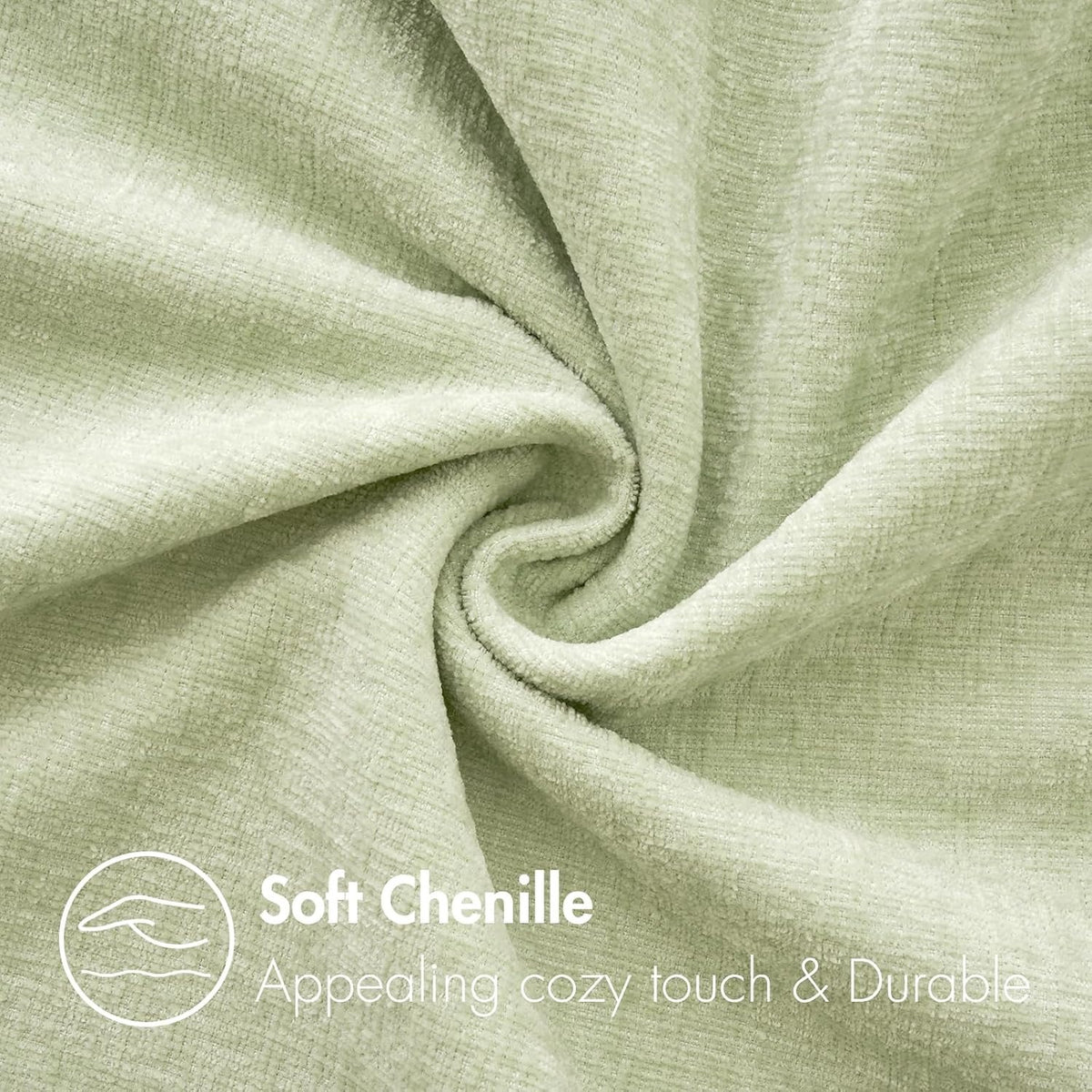 Soft Chenille Throw Pillow Covers Light Green 18x18 Inch Pack of 2 | Modern Home Decor, Classic Decorative Pillows, Solid Dyed Cases, Boho Couch Cushion Covers for Sofa Bed Living Room