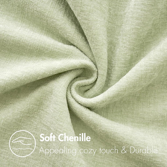 Soft Chenille Throw Pillow Covers Light Green 18x18 Inch Pack of 2 | Modern Home Decor, Classic Decorative Pillows, Solid Dyed Cases, Boho Couch Cushion Covers for Sofa Bed Living Room