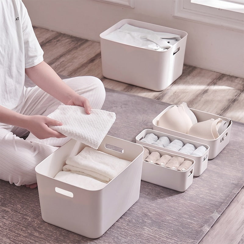 Storage Bins Set 3/6/9PCS, Multi-Purpose Plastic Organizer Bins with Handles, Stackable Kitchen Pantry Storage Baskets for Refrigerator, Cabinets, Bathroom and Home Organization