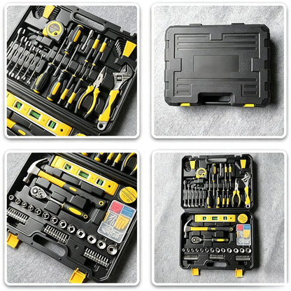 108 Piece Tool Set General Household Hand Tool Kit with Plastic Toolbox Storage Case Socket and Socket Wrench Sets(108-socket Set)