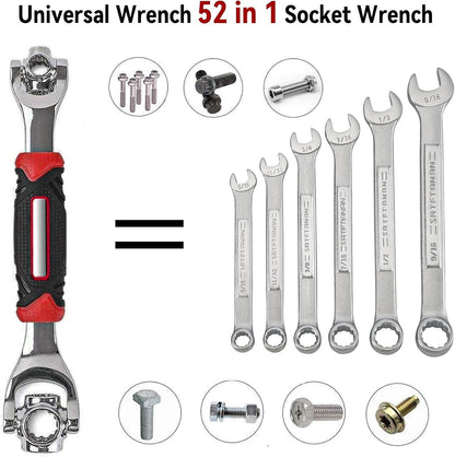 52 in 1 Socket Wrench, Stainless Steel Multi-Function Tool With 360 Degree Rotating Head, Suitable for Home, Bicycle, Motorcycle, Car Repair