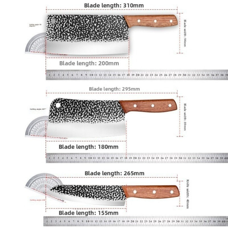3PCS Butcher Knife and Kitchen Knife Set | Hand Forged Heavy Duty Meat Cleaver, Stainless Steel, Meat Knife, Geat for Home, Camping, BBQ