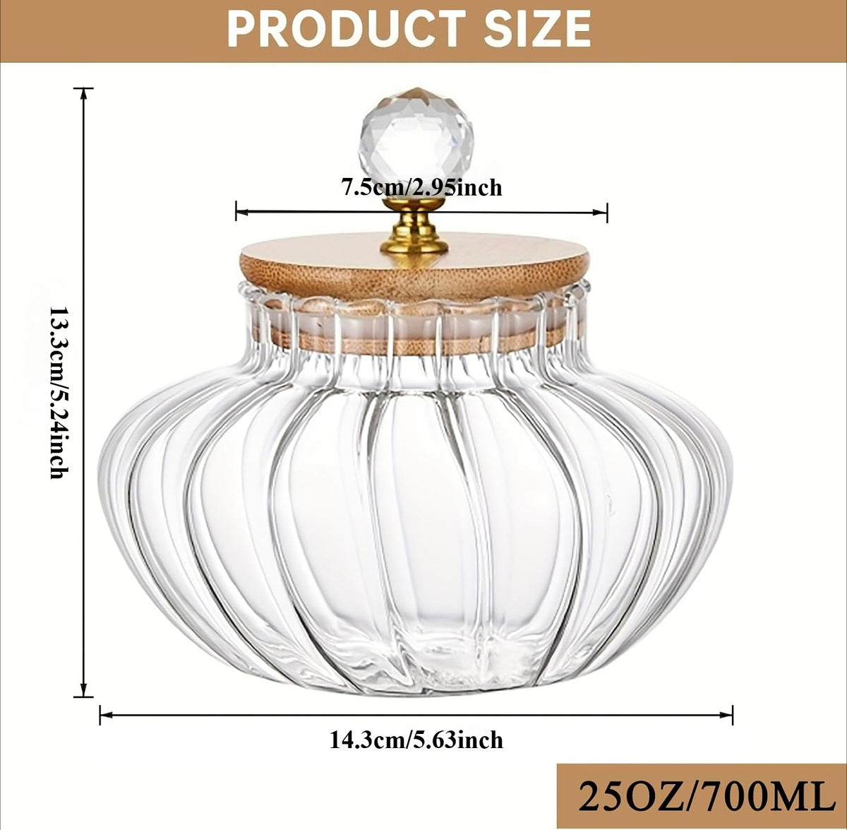 24 OZ Glass Cookie Jars with Lids Decorative Coffee Candy Canisters Halloween Pumpkin Shaped Food Storage Jar with Bamboo Lids Kitchen Jars for Nuts Spice Beans Tea Snack