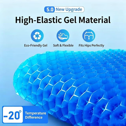 Gel Seat Cushion for Office Chair, 2Pcs Honeycomb Cushion Pad Breathable Pressure Relief, Blue TPE Gel, for Desk Chair Car Seat Wheelchair Long Sitting