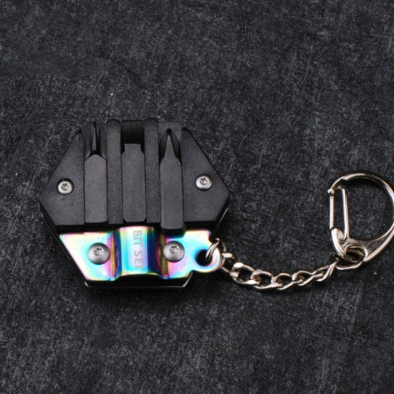 Hexagonal Shape Multi Tool Keychain, Portable Pocket Multitool with Folding Cutter, Screwdriver Set, Bottle Opener, and More for Outdoor Hiking, Camping