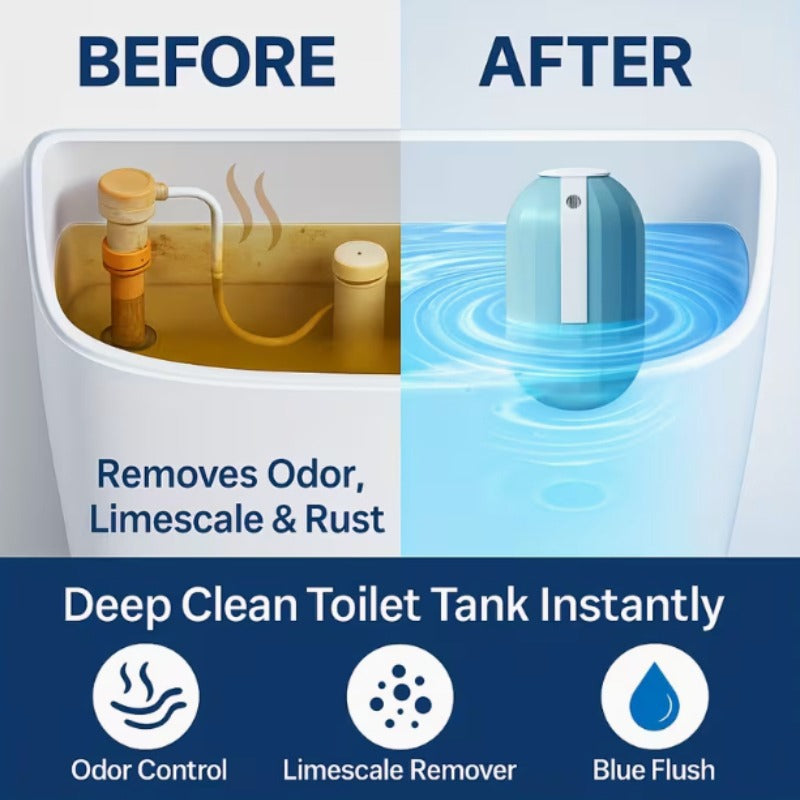 2-Pack Automatic Toilet Cleaning System - 100 Days Freshness, Blue Toilet Cleaning Tools for Tank and Bathroom, Powerful Cleaning and Odor Elimination