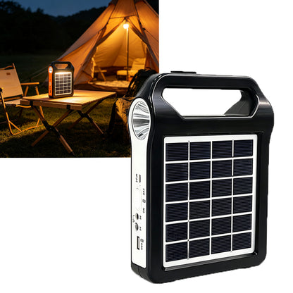 Portable Solar Power Bank Power Station, Mini Solar Lighting System With Replaceable Lithium Battery, USB Output For Charging Cellphone, Built-in Torch Light, Optional UFO LED Bulb For Household Outdoor Camping Power Failure Emergency Supply