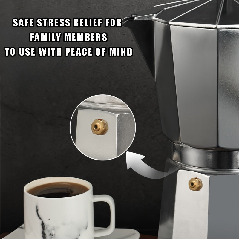 Classic Aluminum Mocha Pot - Italian Coffee Machine With Copper Valve, Compact 8-Side Design, Suitable For Home, Office, And Outdoor Use - Professional Coffee Machine
