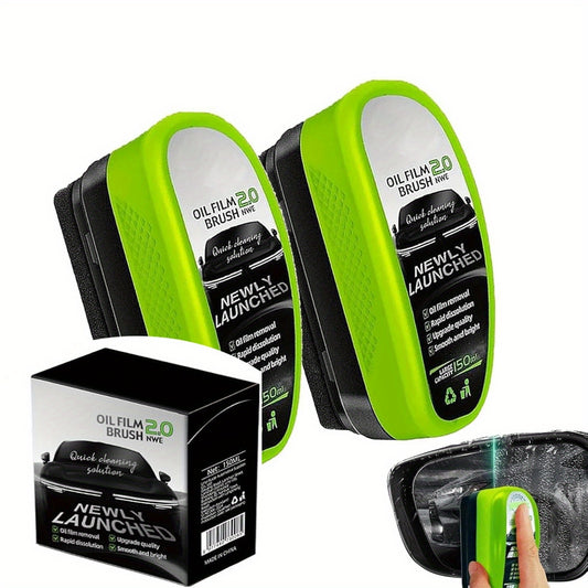 2-Pack Oil-Free Car Window Brushes - Perfect for Removing Oil Films & Ensuring Clear Windshields - Multi-Purpose Scrubbers for Clothes, Shoes, and Bathroom Surface Stains