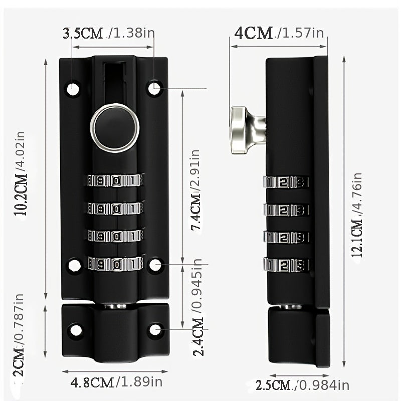 Sliding keyless combination lock with protective coating, suitable for pool gates and fences, shed doors, and cabinets (black)