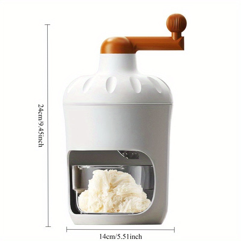 Manual ice shaver with stainless steel blades, allows you to vigorously make ice cream, shaved ice, and fruit smoothies, suitable for home use, an essential tool for shaved ice in the hot summer.