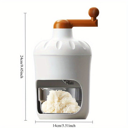 Manual ice shaver with stainless steel blades, allows you to vigorously make ice cream, shaved ice, and fruit smoothies, suitable for home use, an essential tool for shaved ice in the hot summer.